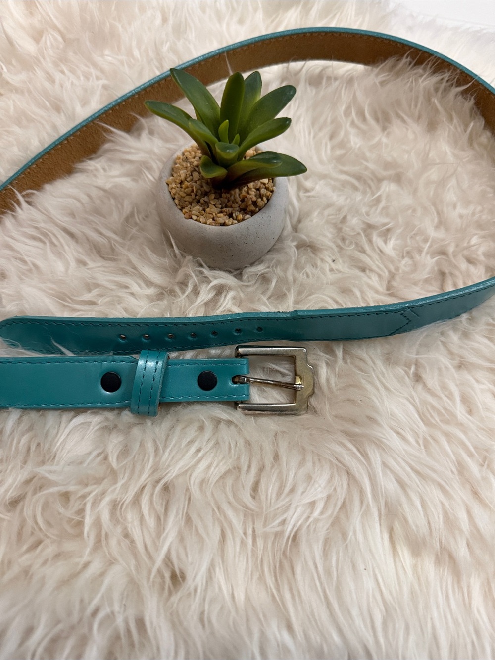 VTG Justin Wms S Turquoise Western Leather Belt 3/4” wide Like New